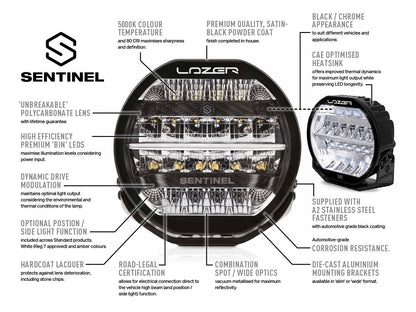 Lazer Sentinel Std LED extraljus 9″ Black